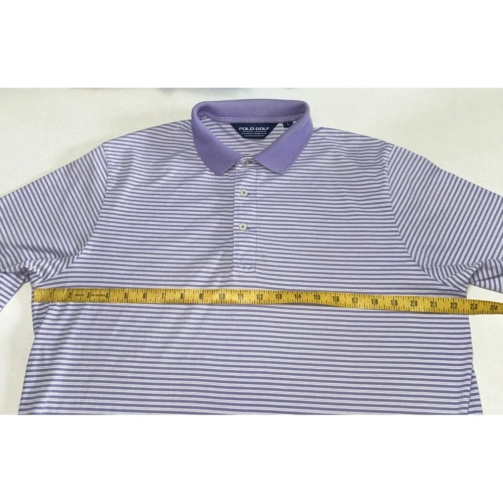 Mens Polo GOLF Ralph Lauren Striped Golf Polo Shirt Pima Cotton‎ Large SOFT
